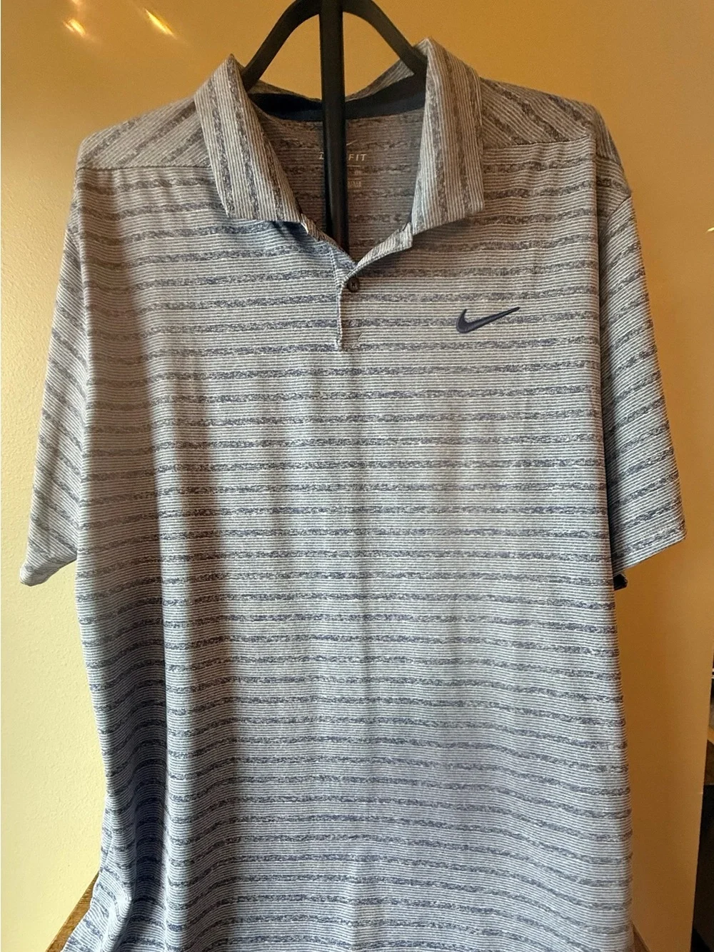 Nike Men’s Light Gray & Navy Striped Polo